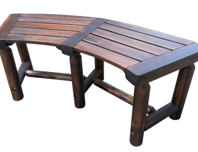 Char-Log Curved Bench