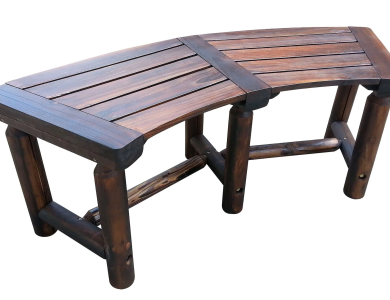 Char-Log Curved Bench