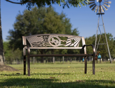 Flags Over Texas Garden Bench