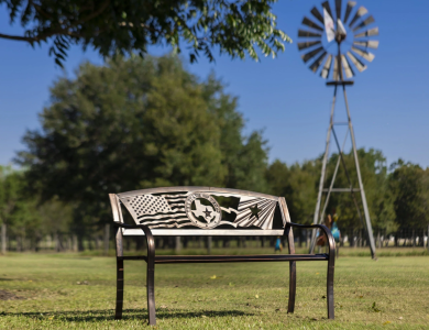 Flags Over Texas Garden Bench