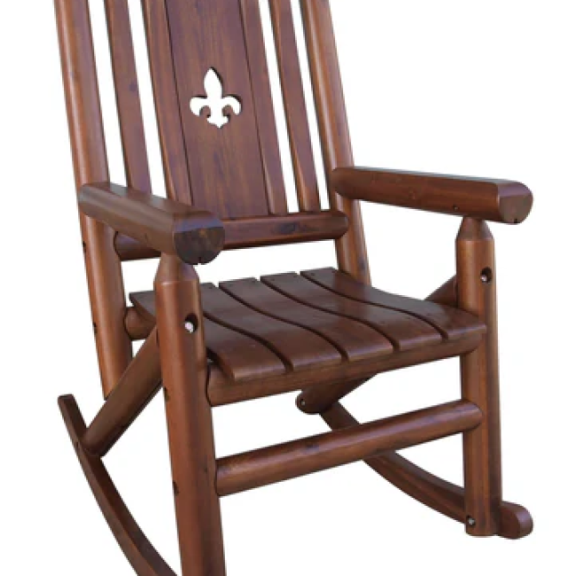 Amber-Log Fleur de Lis Porch Rocker