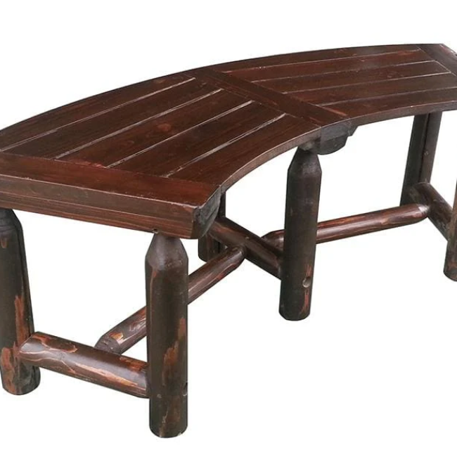 Char-Log Curved Bench