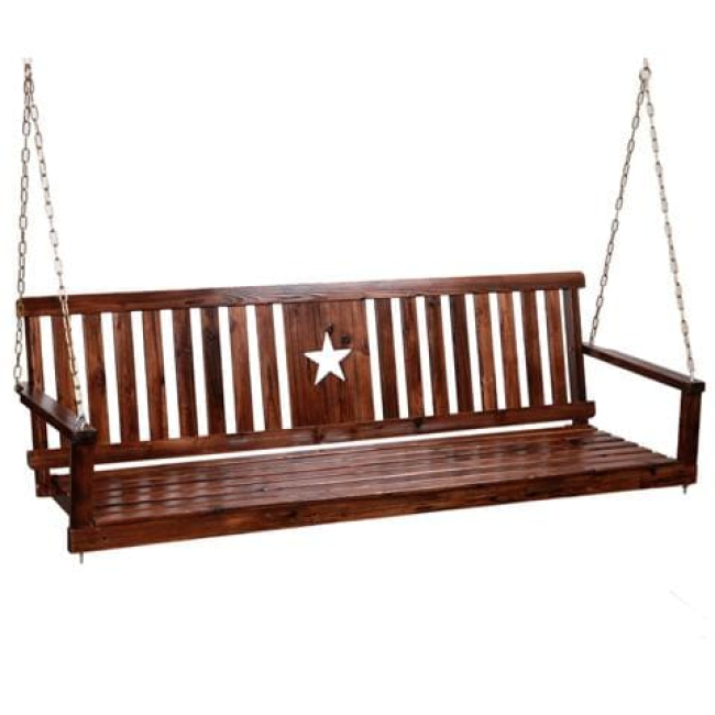 Charred 5-foot Star Porch Swing - For Pickup ONLY