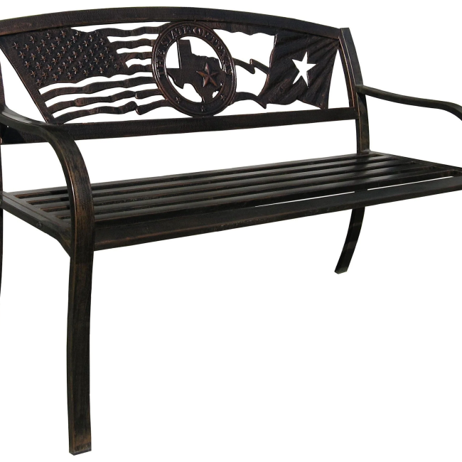 Flags Over Texas Garden Bench