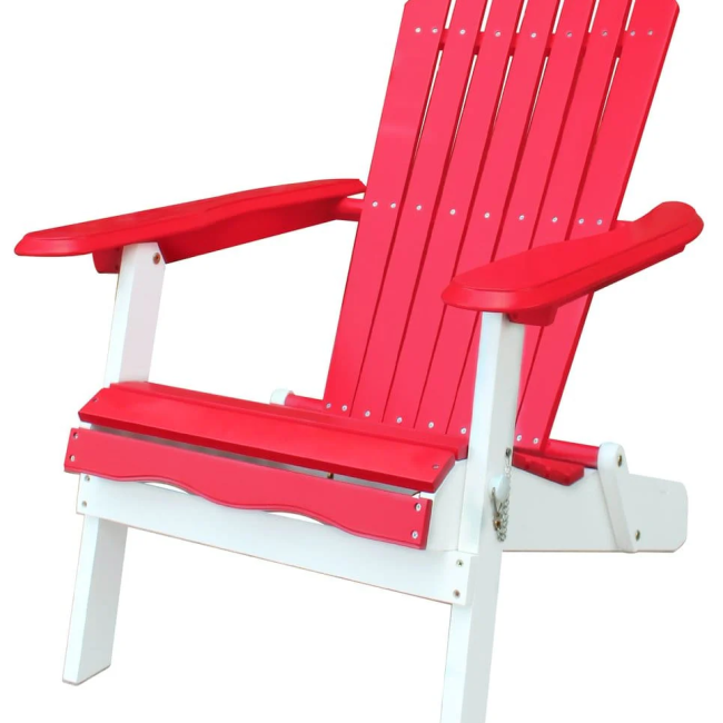 Red and White Folding Adirondack Chair