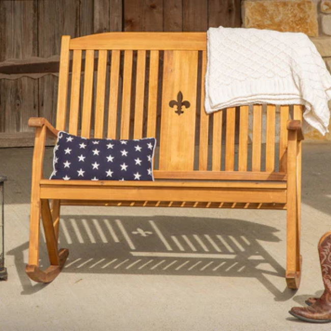 Sequoia Bench Rocker w Fluer de Lis