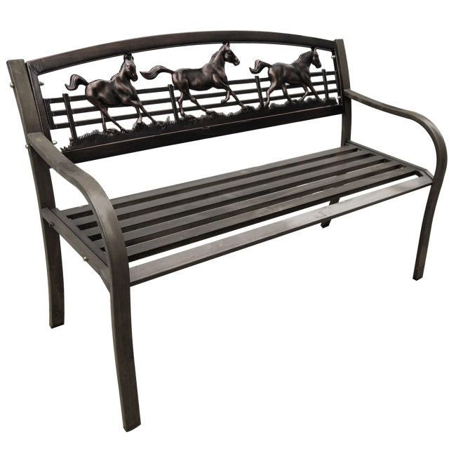 Wild Horses Metal Bench