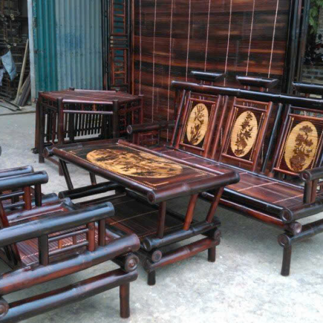 Bàn ghế tre 1