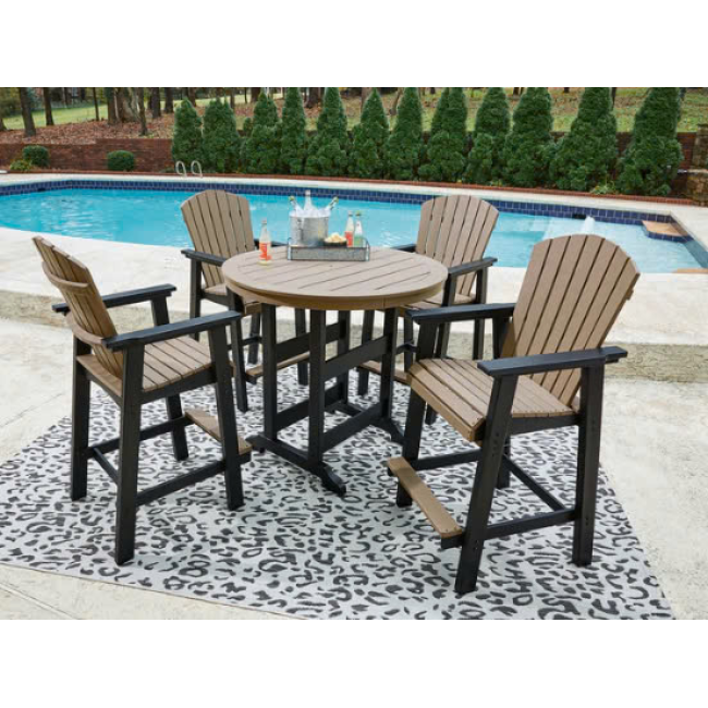 Fairen Trail Outdoor Counter Height Dining Table and 4 Barstools