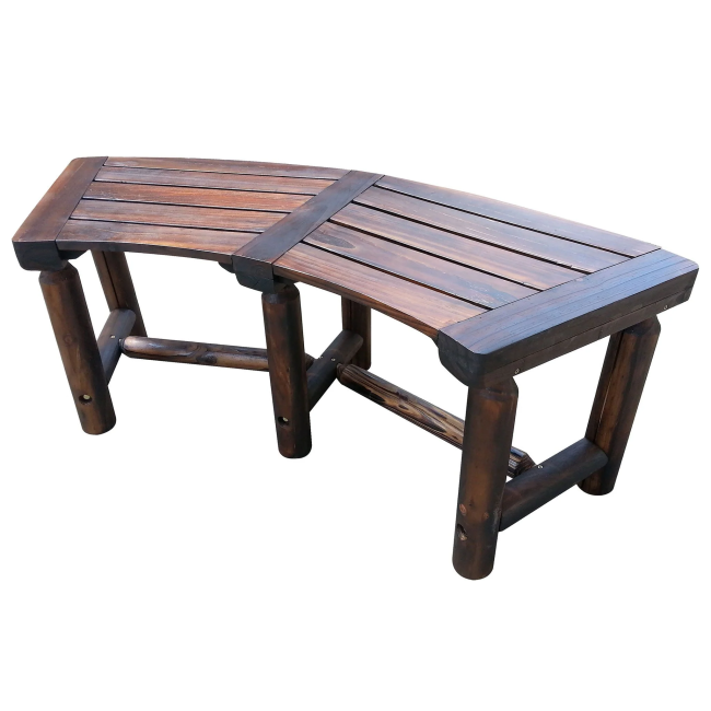 Char-Log Curved Bench