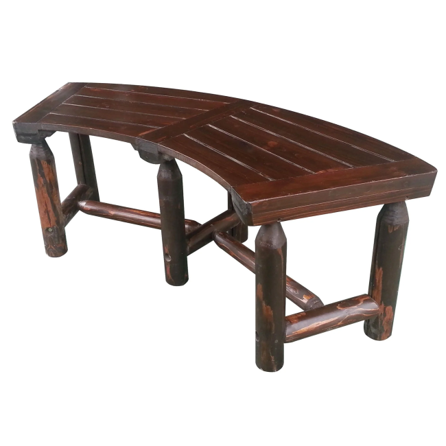 Char-Log Curved Bench