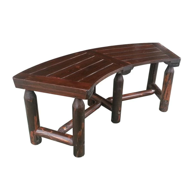 Char-Log Curved Bench