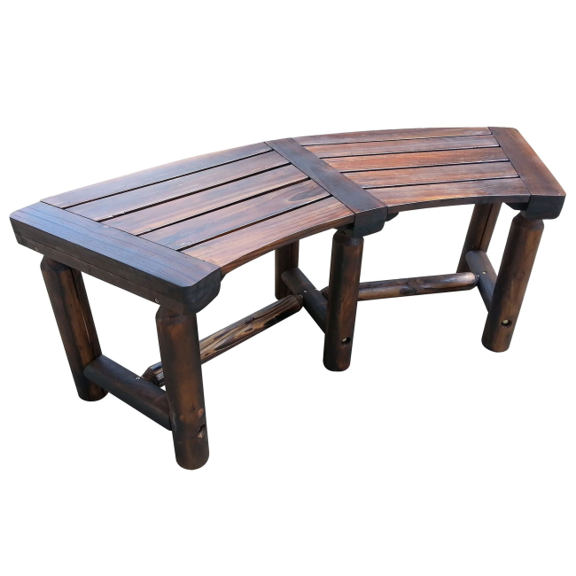 Char-Log Curved Bench