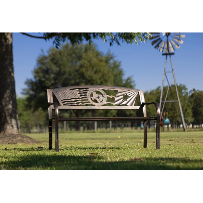 Flags Over Texas Garden Bench