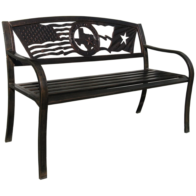 Flags Over Texas Garden Bench