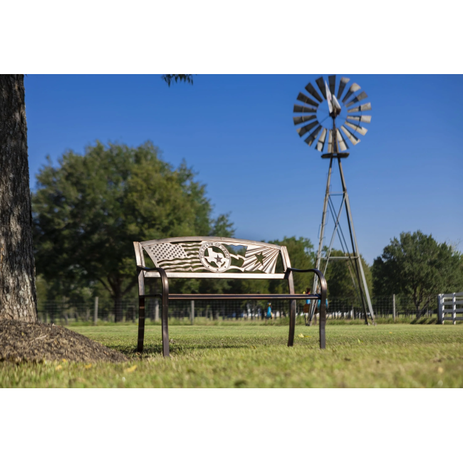 Flags Over Texas Garden Bench