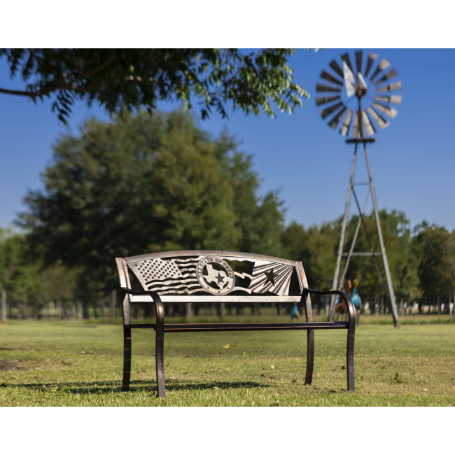 Flags Over Texas Garden Bench