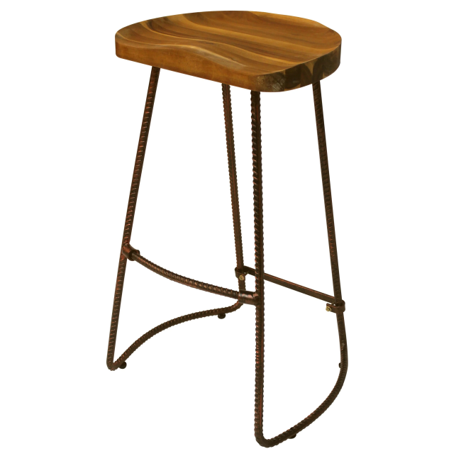 Iron Grove Wood and Rebar Stool