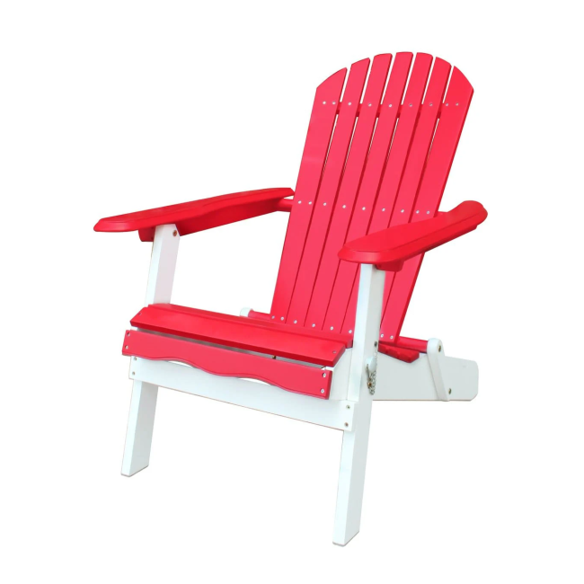 Red and White Folding Adirondack Chair