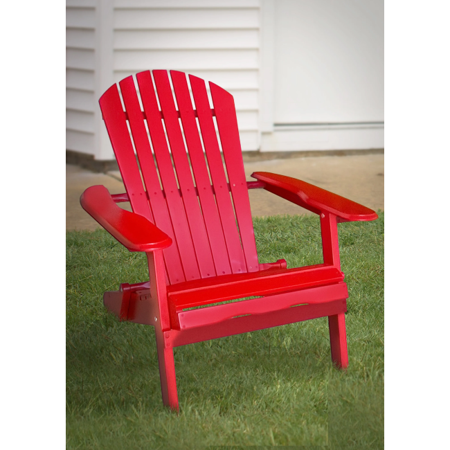 Red and White Folding Adirondack Chair