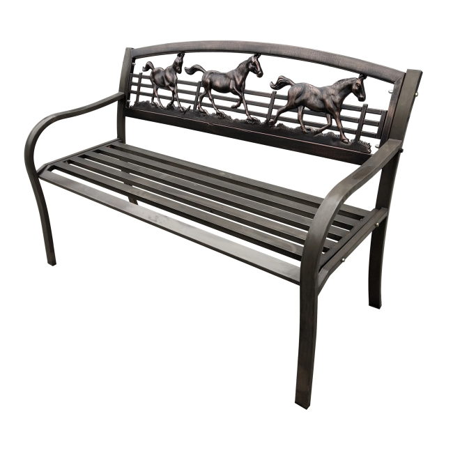 Wild Horses Metal Bench