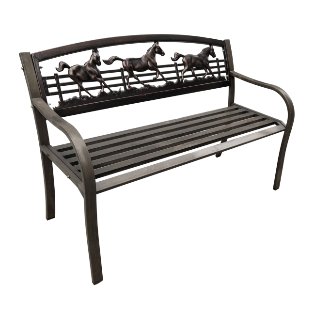 Wild Horses Metal Bench