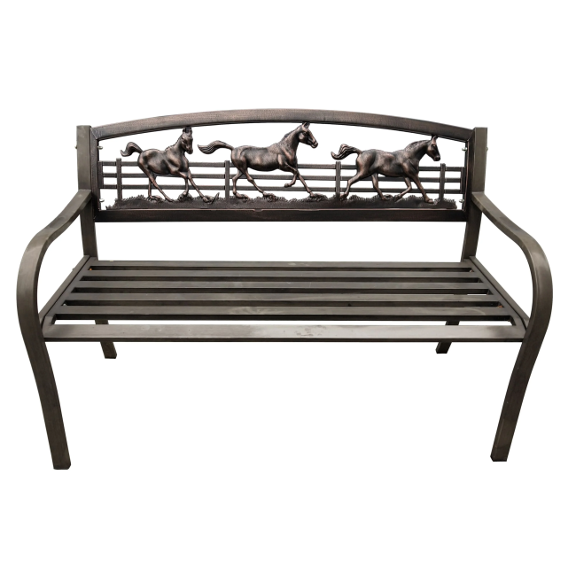 Wild Horses Metal Bench