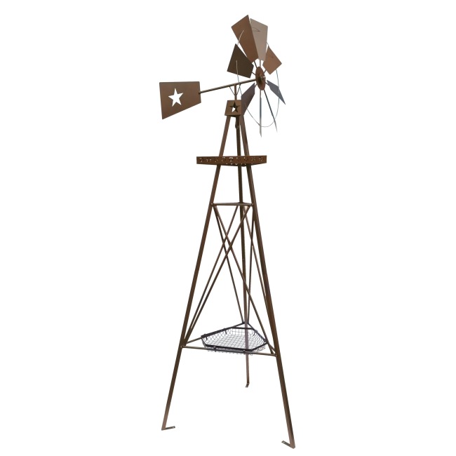 Windmill with Hanging Plant Hook and Planter Basket - For Pickup ONLY (Excluding Wholesale Orders)