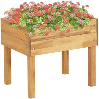 vidaXL Raised Garden Planter, Solid Acacia Wood, Weather Resistant with PVC Foil, Easy Assembly, Rustic Design