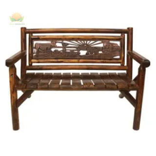 Char-Log Farm Scene Park Bench