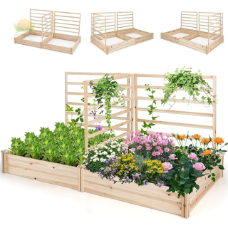 Outdoor Elevated Flower Pots Planting Box for Climbing Plants Vine Vegetables Herbs