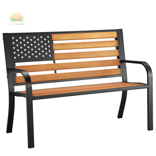 Red Shed 50 in. Americana Metal and Wooden Patio Bench