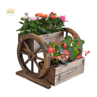 Wooden Planters with Double Wheels