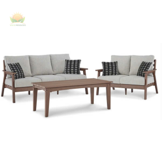 Emmeline Outdoor Sofa and Loveseat with Coffee Table