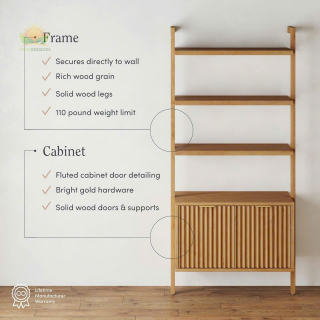 Bohemian Style Multi-Layer Solid Wood Bookshelf, Wall Mounted Bookshelf with Slant Doors, Natural Brown